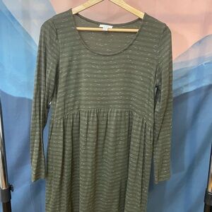 Long Sleeve Olive Green Pure Jill Petite Dress
